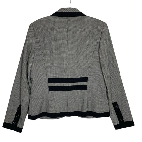 Ross Mayer Women’s 100% Wool Houndstooth Blazer Bow Pockets Size 12 Career - Picture 2 of 14